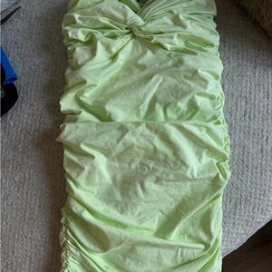 Elegant Lime Green Ruched Pencil Dress